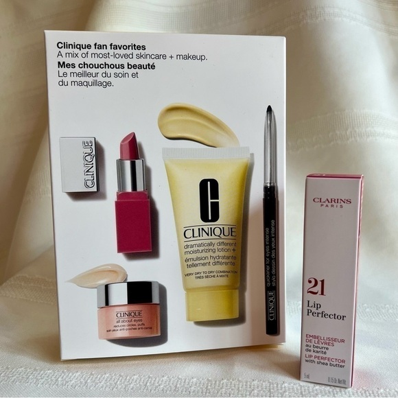 Clinique 4-Pc. Fan Favorites Set NWT $55 value Free GWP Clarins Lip Perfector 21 - Picture 5 of 5